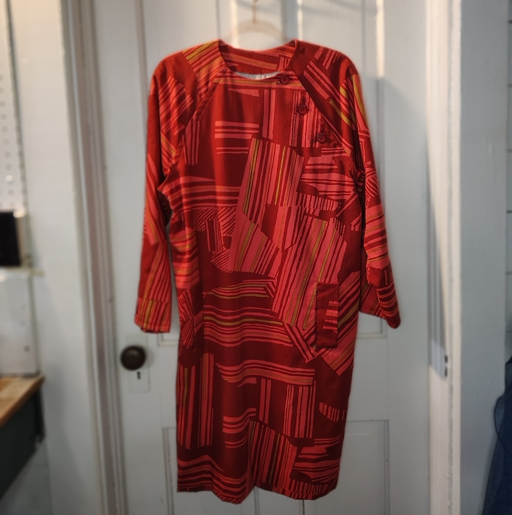 Vintage Striped Red Dress Fits Size Medium